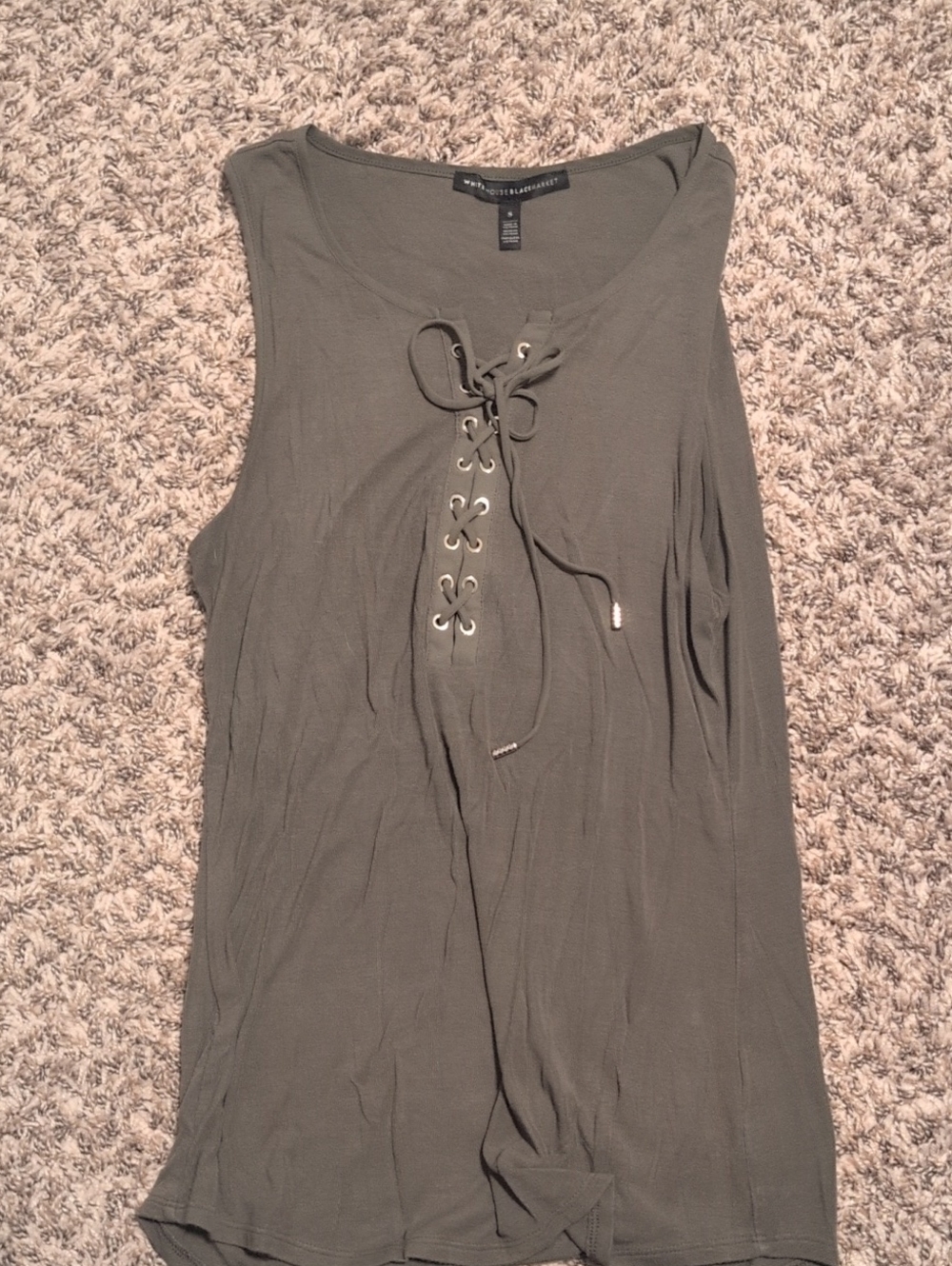 WHBM Olive Lace-Up Tank Top